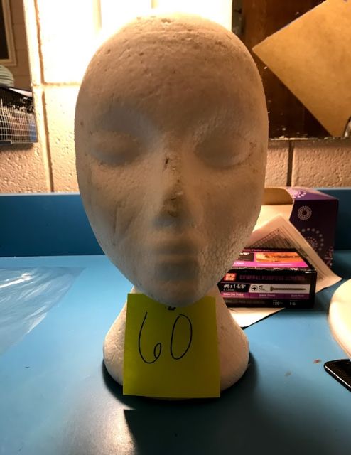 Styrofoam wig head.