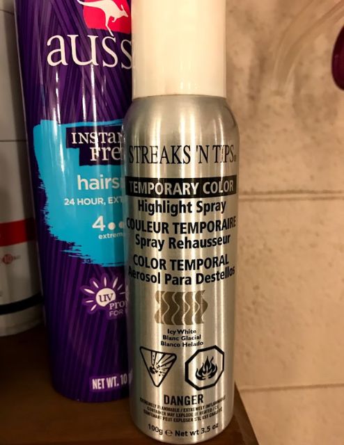 Silver hair color spray.