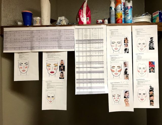 An example chart setup hung off a shelf.