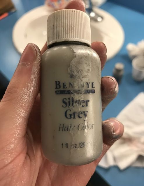 Silver liquid hair paint.